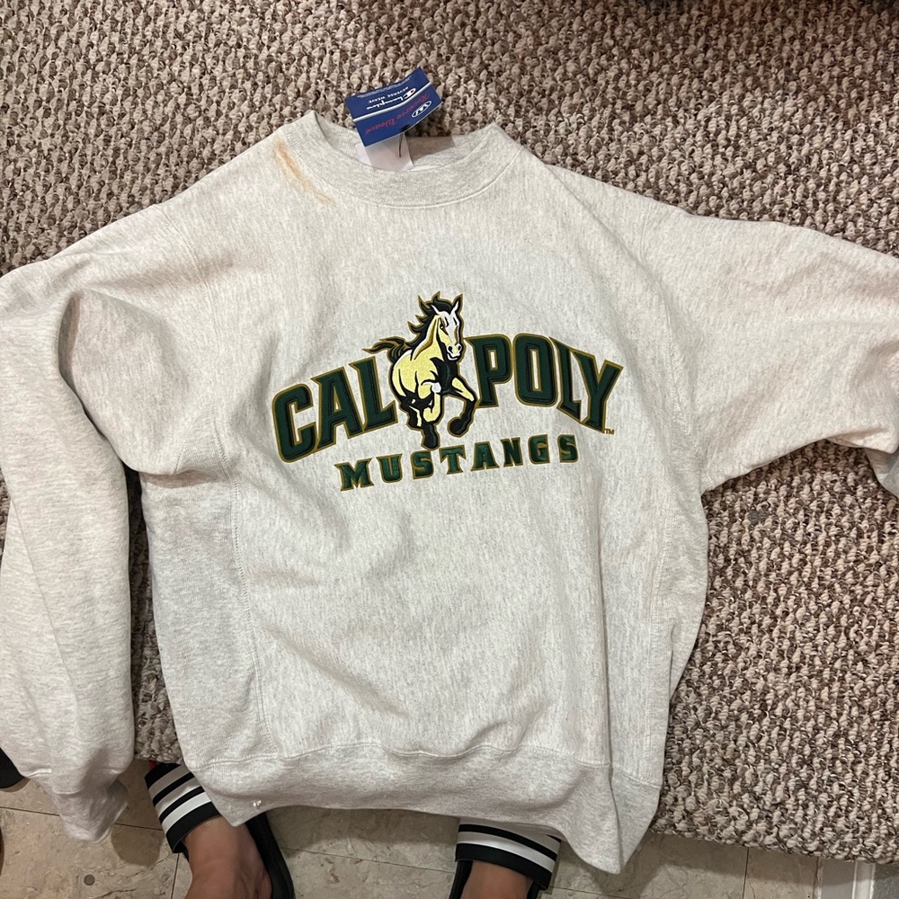 Russell Athletic Cream Cal Poly Mustangs Crewneck Sweater